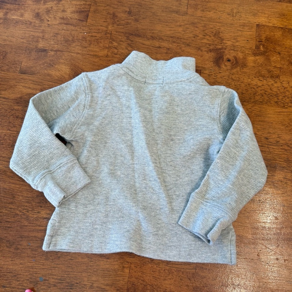Polo Ralph Lauren Light Gray Kids' Half-Zip thermal pullover Sweater size 2/2T - Picture 3 of 5